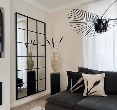 Abraham Full Length Large Black Metal Window (180cmx90cm) Mirror